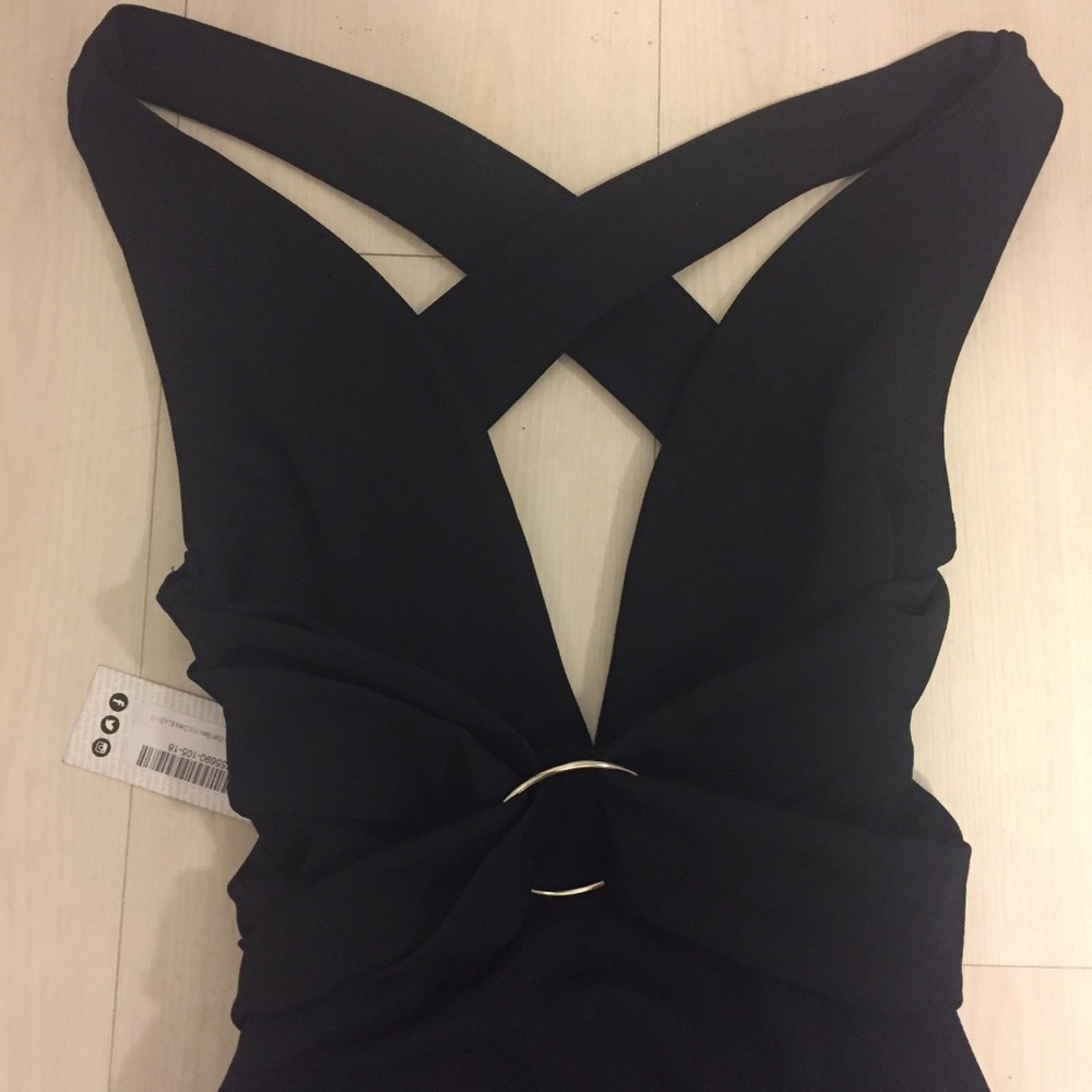 Last one! NWT black plunging open back midi dress - Picture 3 of 3